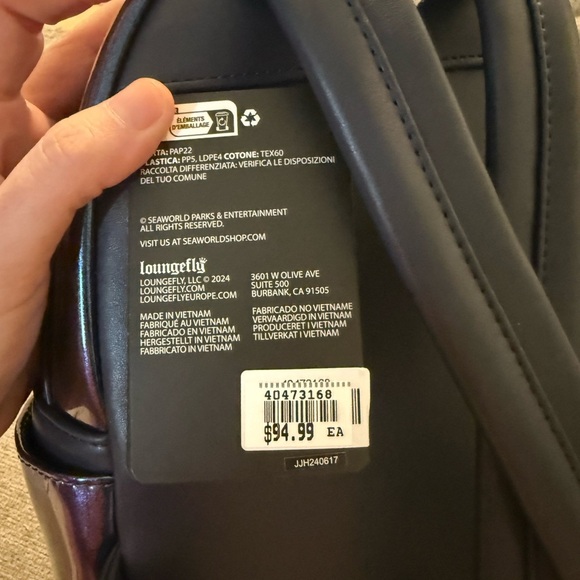 Loungefly SeaWorld Iridescent Purple Backpack - Picture 9 of 13